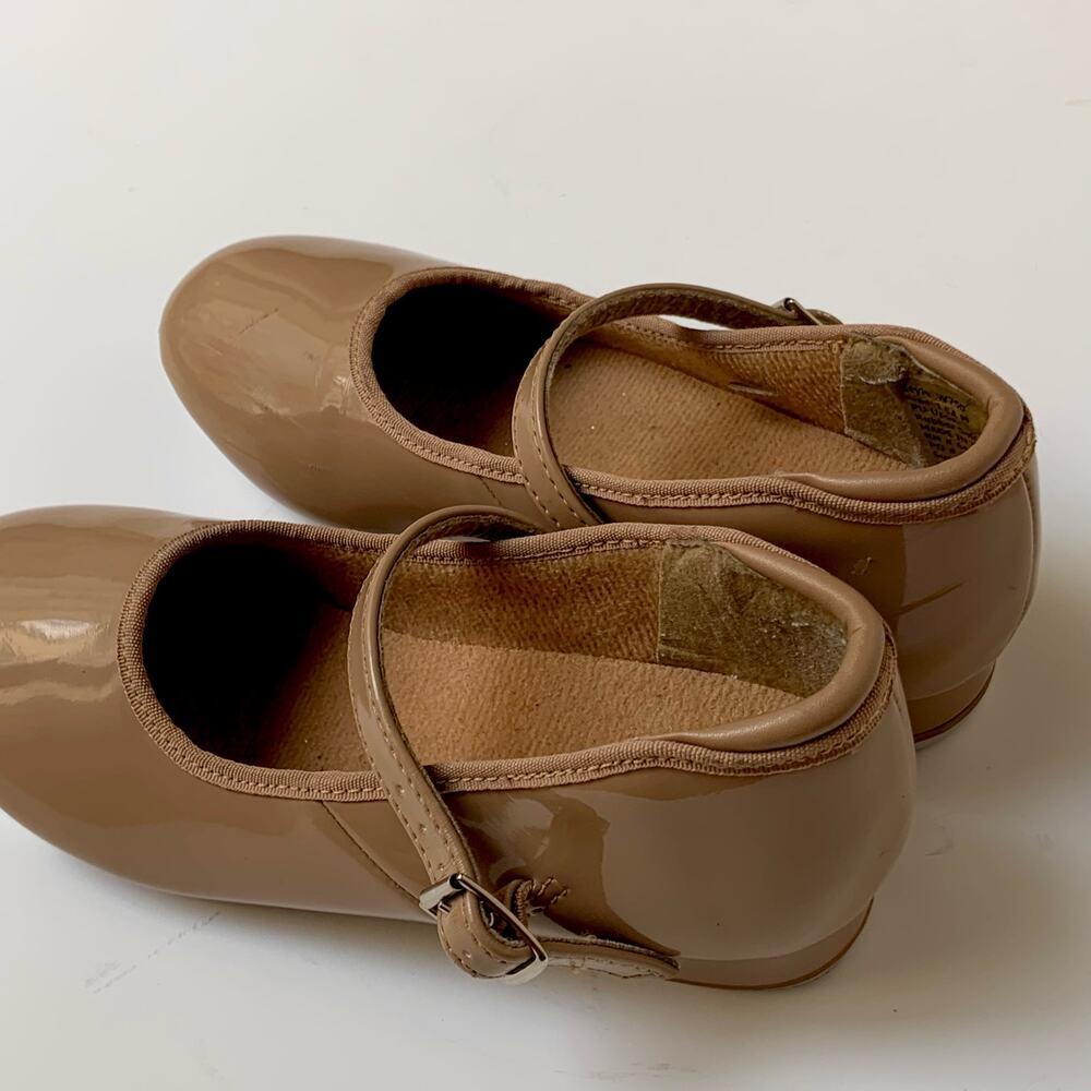Weissman Patent Mary Jane Tap Dance Shoes Tan Caramel Girl's Size 1.5A M - Picture 6 of 9